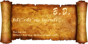 Bárány Dezső névjegykártya
